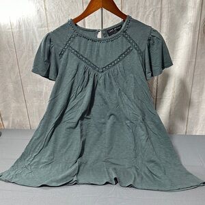 Lane Bryant Elegant Lace Trim Green Top